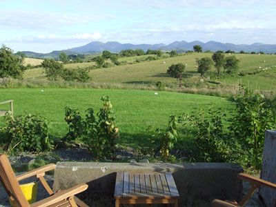 the terrace and the Mournes